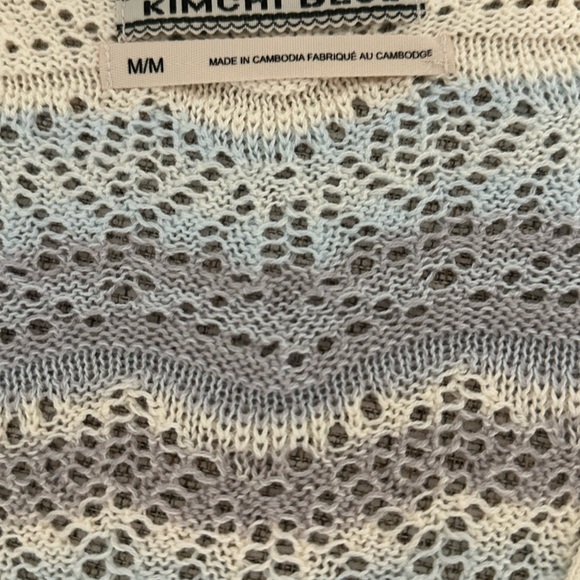 Kimchi Blue V-Neck Lace Sweater - Cream and Gray - Picture 2 of 4